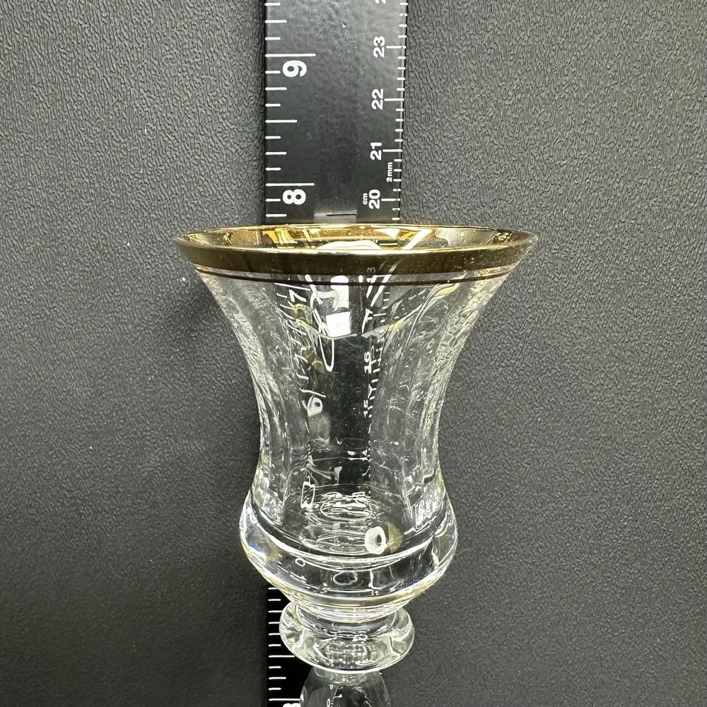 Mikasa Jamestown Candle‎ Holder, Lead Crystal, Gold Trim 7 3/4